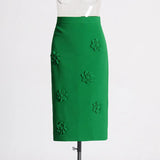 Fashion Bag Ass Skirt Women 2025 Spring New Three-Dimensional Flower Stitching Design High Waist Mid-Long
