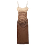 Summer New Women's Fashion Leisure Vacation Wind Silk Net Print Dress