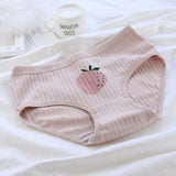 Cotton Panties Women Striped Underwear Strawberry pattern Underpants Female Lingerie Low Rise Girls Soft