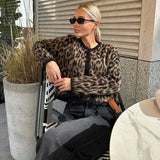 Leopard Print Knitted Cardigan-Outfit