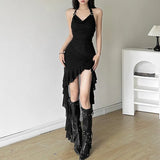 2024 Summer New Women's Solid Color Sexy Hottie Hanging Neck Girded Mesh