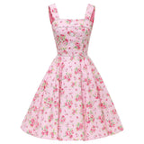 Summer Vintage Rockabilly Dress 50s 70s Big Swing Floral Polka Dot Print Audrey Hepburn Casual A Line Retro 60s