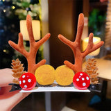 Women Girls Cartoon Christmas Antlers Hairpins New Year Sweet Hair Decorate Barrettes Hair Clips Novelty Hair