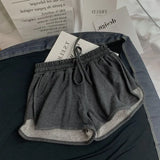 Loose Shorts Women Fashion Casual Fitness Shorts Ladies Grey Black Solid High Waist Shorts Elastic