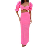 Zingj 2023 New Fashion Solid Color Sexy Strapless Top Skirt Suit-Outfit