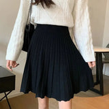 Knitted Pleated Long Mini Skirt- Outfit
