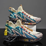 Sneakers New Arrival Men's Blade Running Shoes Graffiti Sports Shoes Outdoor Training White Jogging Shoes Trendy Men