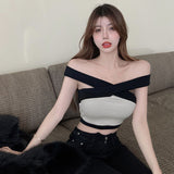 Shoulder Sexy Crop Top Halter Neck Strapless Tank Top Inner Slim Fit Women's Suspenders Sexy Women Harajuku