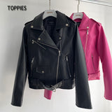 2021 Leather Jacket Spring Autumn Women Faux Leather Coat Zipper Biker Coat Female Casual