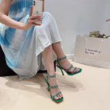 Heels Summer Women 2024 New French Chain Stilettos With Square Head And High