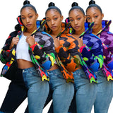 Women's New Men And Women Can Wear Color Camouflage Printing Bread Clothing Cotton-Padded Jacket-Outfit