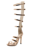 Shoes Spot High-Top Women's Shoes Hollowed-Out Ribbon Fine-Heeled Roman High-Heeled