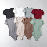 Zingj Summer's New Tight Elastic Round-Neck Short-Sleeved T-Shirt Slim And Solid Color Bottom