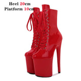 Custom Colors 8 Inch High Heel Platform Pole Dancing Ankle Boots Women Shoes Sexy High 17 20 CM Nightclub Zipper Lace-up