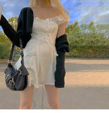 Women's Dress 2021 Fashion elegant bow white female mini dress summer party cute sexy french romantic silk dress