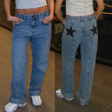 Stars Printed Pockets Denim Jeans-Outfit