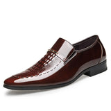 Zingj 7701 Crocodile Men's Patent Leather Business Leather Shoes Set Pointed Toe Slim Leather Shoes Men's