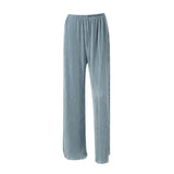 Women's Shirt Pleated Two Piece Set Loose High Waist Wide Leg Pants Suit 2022 Casual Elegant Office Ladies Female