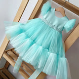 Pretty Girls Dress Birthday Party Princess Dress Lace Kids Ball Gown Elegant Dress Casual Children Dress Size