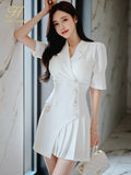 Han Queen Summer Professional Office Pencil Dress Women's Short Sleeve Sheath Dresses Simple Series Work Bodycon Vestidos