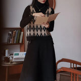 Zingj Retro Rstyle Loose V Collar Knitting New Vest With Vest Vest Horse Clip Coat Female-Outfit
