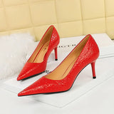 Zingj Retro Stone Patent Leather Women's Shoes Women's High
