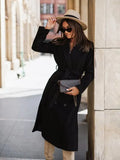 Zingj Wise Hot Style Autumn And Winter Contracted Long Sleeve Suit Collar Tie With Wool Coat Women's