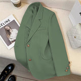 Zingj 2024 New Khaki Blazer Female Retro British Style Advanced Design Sense Versatile Small