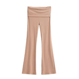 Zingj Trendy Women's Wear In Spring, The New Double-Layer Waist-Turning Sports Leisure Pants, Spicy Girls' Stretch Slimming Micro-Horn