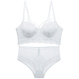 Ultra-thin Cup Bra Set Classic Bandage Lingerie Push Up Brassiere Sexy Underwear Set Lace Embroidery For Women