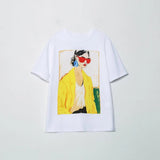 2025 New Women's Round Collar Short Sleeve Contrast Color Print T-Shirt 5644156