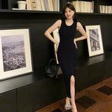 Zingj Real-Life French Style Knitted Vest Suspender Dress A Woman With A Slim Figure In Summer And A Seaside Holiday Dress With