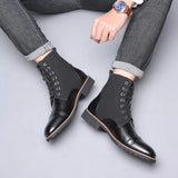 Zingj Men's Casual Martin Boots Men Plus Down Leather Shoes Plus Size Men's Shoes Fashion Cotton