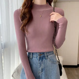 Women Pullovers Sweater Autumn Winter Turtleneck Knitted Sweater Women Long Sleeve Tops Short Slim Sweaters Girls Clothes