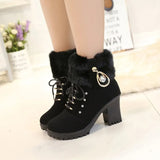 Zingj 2013 New Rhinestone High Heel Thick Heel Hair Hair Mouth Short Leg Short Boots And Velvet Martin Boots Women's Plus Size Women's Shoes- Outfit