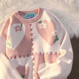 cute style love design niche fashion sweater women autumn and winter new loose lazy style BF couple purple sweater