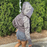 Zip Up Hoodie Streetwear Letter Printed Long Sleeve Sweatshirts Gothic Punk Y2k Autumn Winter Female Hoodie