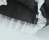Solid Mini Skirt With Lace Trim-Outfit