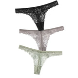 Sexy Lace Thong Low Waist Lace Transparent Panties Women Hollow out Breathable G String Briefs Bow Underwear
