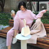 Winter Knitted Tracksuit Turtleneck Sweatshirts Fashion Women Suit Clothing 2 Piece Set Pant
