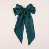 New Fashion Bowknot Streamer Hairpin Woman Girls Satin Ribbon Barrette Bow Back Head Spring Clip Headwear Hair