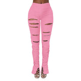 Nightclub Uniforms Ripped Solid Color Hoodie
