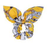 Chiffon Bowknot Silk Hair Scrunchies Women Pearl Ponytail Holder Hair Ties Hair Rope Rubber Bands Headwear Hair