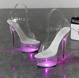 Zingj 34-43 Hate Sky High Nightclub High Shoes Luminous Sandals Women's Shoes Show Pole Dancing Shoes Crystal