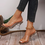 Zingj Size High Heel Slippers Female Wear New 2024 Summer Transparent Square Head Fashion Versatile Ladies