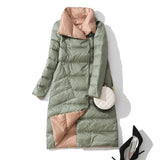 White Duck Down Ultra Light Jacket Women Winter Double Sided Slim Down Coat Single Breasted
