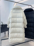 Korean Version Long Down Jacket Female 2024 Winter New Fashion Add Thick Puff Feeling Loose Over The Knee Coat Tide Large Size-Outfit