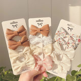 Pcs/set Cotton Linen Leopard Printed Bowknot Hair Clips For Cute Girls Barrettes Safty Hairpins Headwear Kids Hair