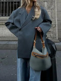 New V-Neck Inclined Door Blazer Blazer Loose Double Pocket Decorative