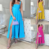 Spot 2025 Summer New Women's Fashion Pure Color Versatile Medium Long Sling